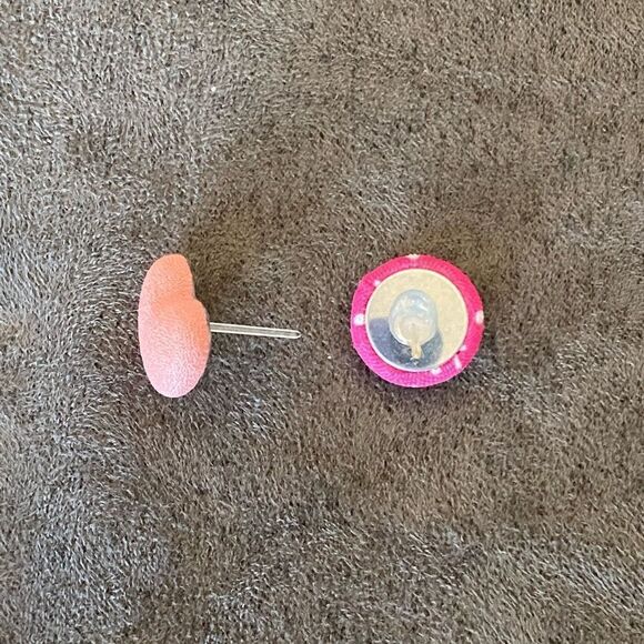 Cloth Bead Button Style Stud Earrings Polka Dot Print & Solid 3 Piece Set OSFM - Picture 2 of 3